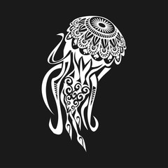 Jellyfish tattoo in Maori style on a white background. Vector illustration EPS10