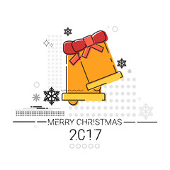 Merry Christmas Happy New Year Simple Line Sketch Banner Card Outline Vector Illustration