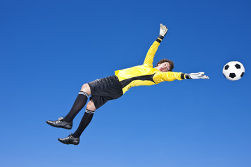 Goalkeeper mid air.