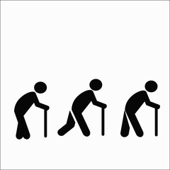 old man icon set vector isolate on white black ground