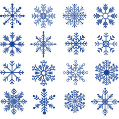 Fototapeta na wymiar Blue Snowflakes Silhouette collections