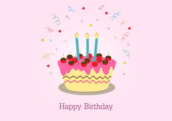 Happy Birthday greeting card design. Birthday Cake.
