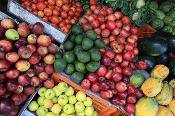 colorful fresh fruits selling at market