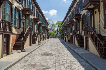 Old Manhattan cobblestone Street