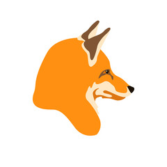 red fox head  vector illustration style Flat 
