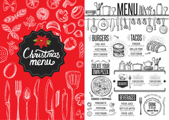 Naklejka premium Christmas party invitation, food menu restaurant.