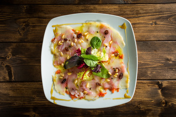Carpaccio cod salad