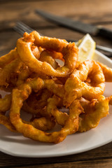 Typical spanish fried squid tapas