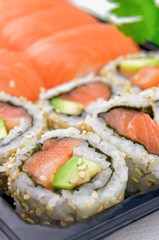 Japanese sushi take away with copy space