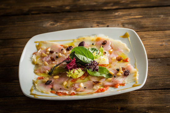 Carpaccio cod salad