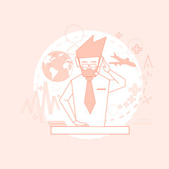 Consulting Man Tourism Agency Support Chat Communication Travel Vector Illustration