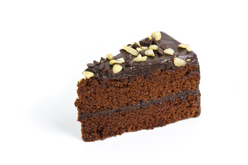 isolated chocolated cake on white background