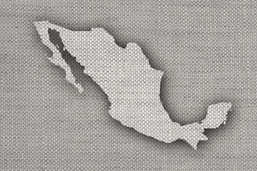 Karte von Mexiko auf altem Leinen