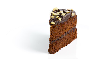 isolated chocolated cake on white background