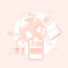 Magnifying Glass Business People Searching Job Resume Recruitment Vector Illustration