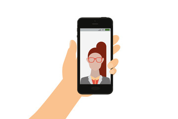 smartphone with picture of a young woman