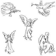 Angels. Pencil sketch by hand