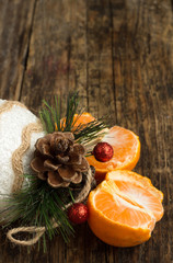 Christmas decorations and tangerine