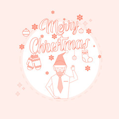 Business Man Merry Christmas And Happy New Year Businessman Wear Santa Hat Vector Illustration