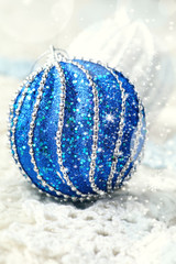 Crochet snowflake and two large Christmas balls