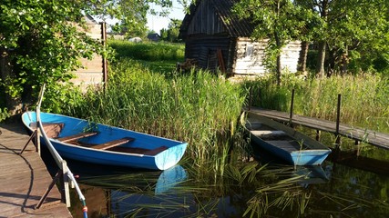 Beautiful lake boat. Rest Russia