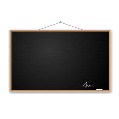 blank blackboard in wooden frame. vector illustration