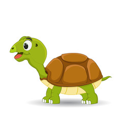 cartoon smiling turtle standing isolated on white background