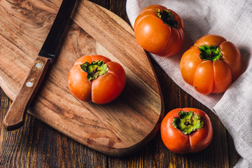 Persimmons with Knife
