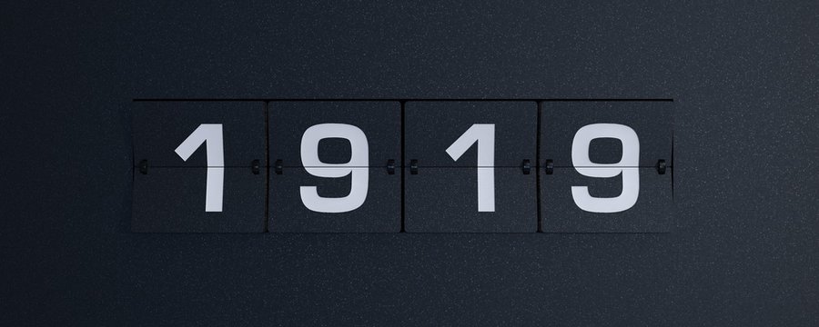 3d rendering flip board year 1919