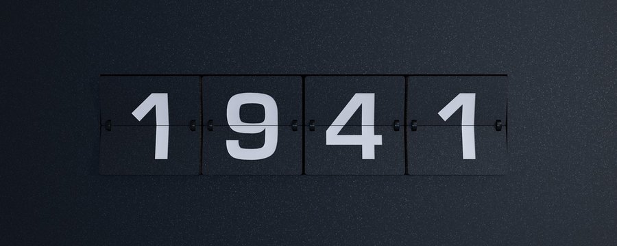 3d rendering flip board year 1941