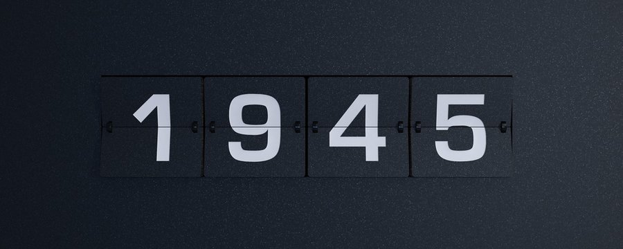 3d rendering flip board year 1945