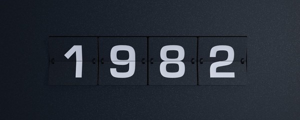 3d rendering flip board year 1982