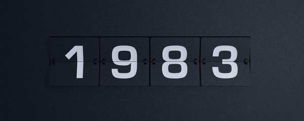 3d rendering flip board year 1983