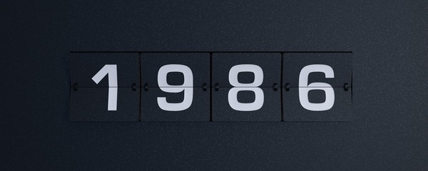 3d rendering flip board year 1986