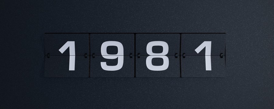 3d rendering flip board year 1981