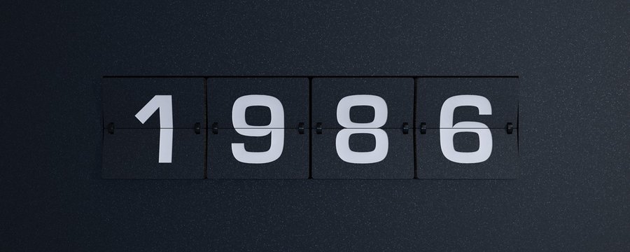 3d rendering flip board year 1986