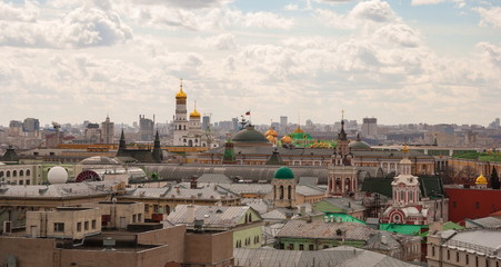 Fototapeta premium Moscow. View from above on the roofs of houses and the Kremlin