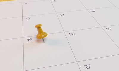 calendar yellow pin day 19