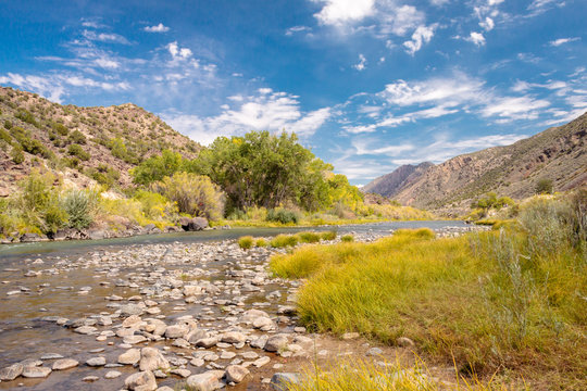 Rio Grande River Between Santa Fe And Taos, New Mexico