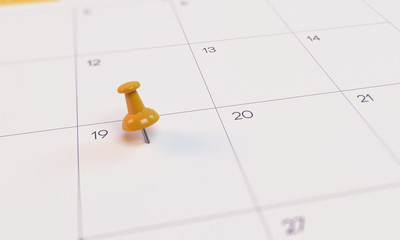 Calendar Yellow Pin day 19