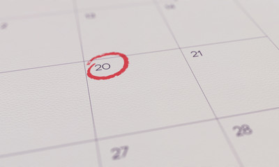 Calendar Yellow Pin day 20