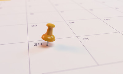 Calendar Yellow Pin day 30