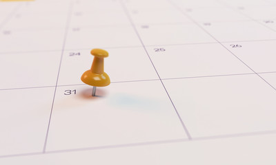 Calendar Yellow Pin day 31