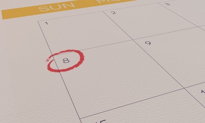 Fototapeta premium Calendar Yellow Pin day 8