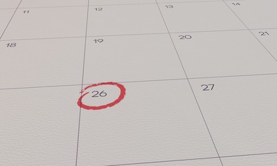 Calendar Yellow Pin day 26