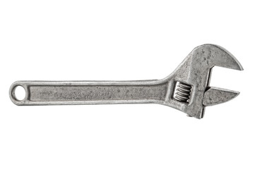 Adjustable wrench on white background