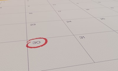 Calendar Yellow Pin day 30