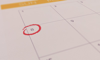 Fototapeta premium Calendar Yellow Pin day 8