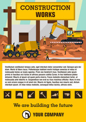 Fototapeta premium Construction site. Employees performing the construction of the building
