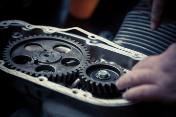 Obraz premium Timing sprockets in boxer engine